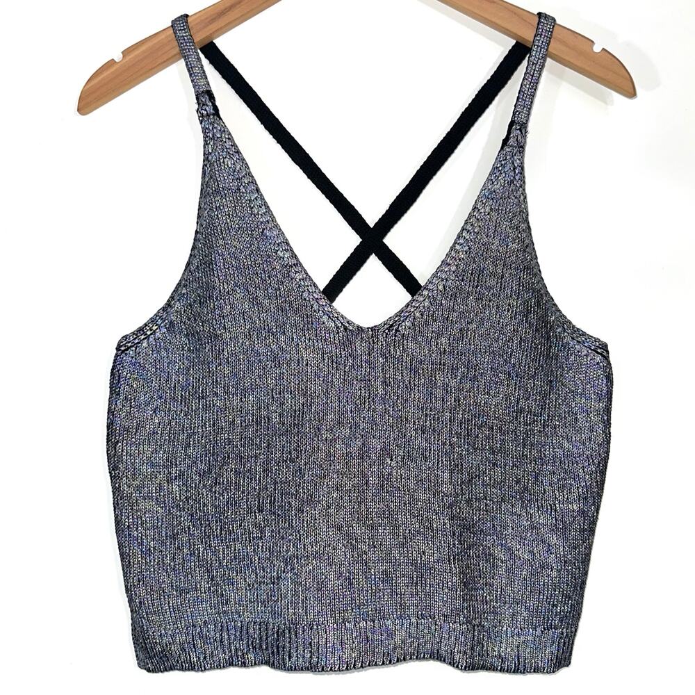 Urban Outfitters Silence + Noise Iridescent Criss Cross Back Knit Tank Top Large